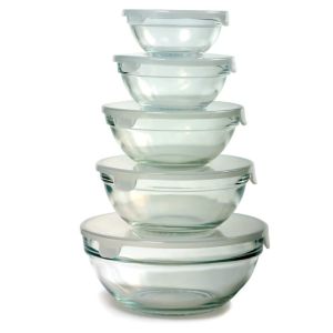 Norpro Glass Bowls Set with Lids 10 Piece
