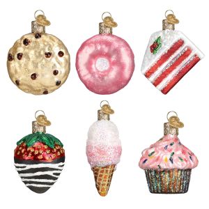 image shows Old World Christmas Ornament | Mini Dessert Set  against a blank, white background
