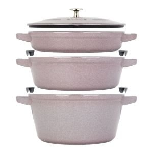 Staub Stackable Dutch Oven, Braiser, and Grill Pan with Lid (Lilac)