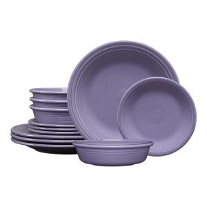 Fiesta® 12-Piece Classic Rim Dinnerware Set | Lavender against a white background