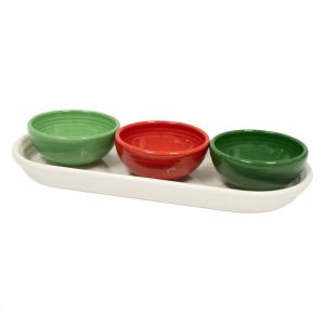 image shows Fiesta® 4-Piece Condiment Set | Christmas  against a blank, white background