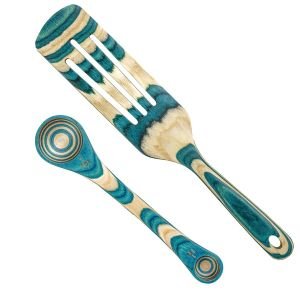 Island Bamboo Pakkawood 2 in 1 Double Sided Measuring Spoon Kitchen Tool,  9, Blue