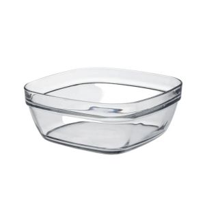 Duralex Lys 6-Piece 3.2 Qt. Square Salad Bowl | Clear Against a Plain White Background