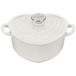 Le Creuset 2 Qt. Heart Cocotte with Stainless Steel Knob (White)