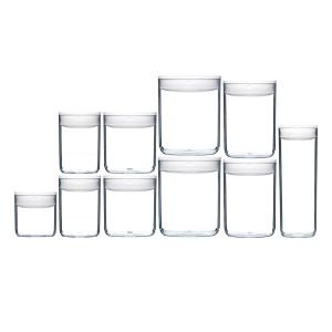 Click Clack Round Pantry Canisters (10-Piece Set) | White
