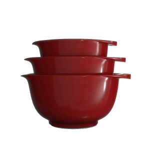 image shows Rosti Victoria 3-Piece Mixing Bowls | Red  against a blank, white background