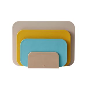 image shows Rosti 4-Piece Choptima Cutting Board Set | Beach against a blank, white background
