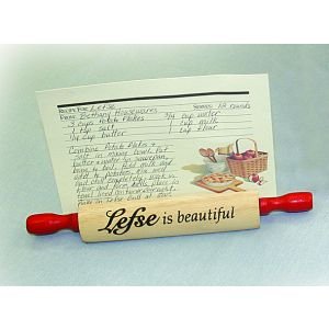 (280) Bethany Housewares "Lefse is Beauiful" Rolling Pin Recipe Card Holder