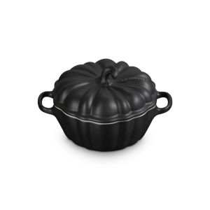 image shows Le Creuset 12oz Mini Pumpkin Cocotte | Licorice against a blank, white background