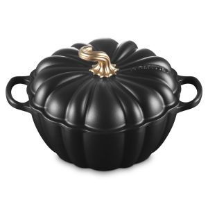image shows Le Creuset 4 Qt. Pumpkin Dutch Oven | Licorice against a blank, white background