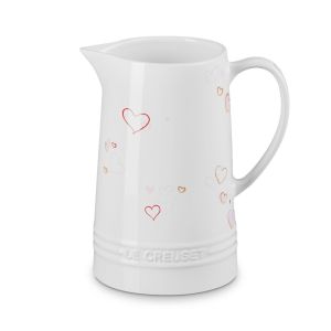 Le Creuset Stoneware Signature Pitcher Mon Coeur 1.6 Qt | White