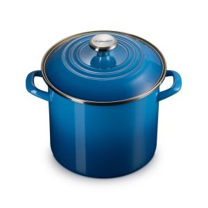 image shows Le Creuset 8 Qt. Enamel On Steel Stockpot with Stainless Steel Knob | Marseille against a blank, white background