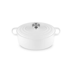 Le Creuset 5 Qt. Oval Signature Dutch Oven with Crucible Stainless Steel Knob White 09182026