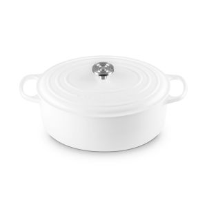 Le Creuset 9.5 Qt. Oval Signature Dutch Oven with Crucible Stainless Steel Knob White 09182026