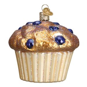 image shows Old World Christmas Ornament | Blueberry Muffin  against a blank, white background