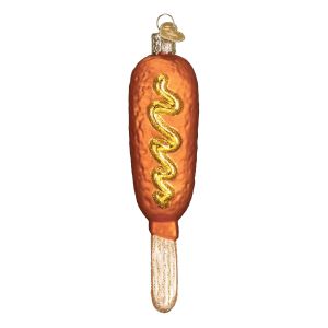 image shows Old World Christmas Ornament | Corn Dog against a blank, white background