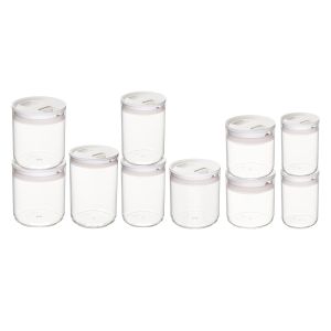 Click Clack Round Pantry Canisters (10-Piece Set) | White