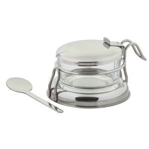 TableCraft 6 oz Condiment Jar Set with Spoon and Base