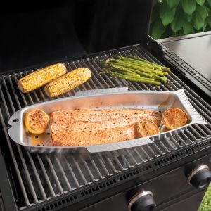 Nordic Ware Naturals® Catch of the Day and Seafood Griller on Grill