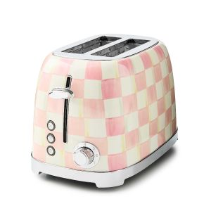 image shows MacKenzie-Childs Rosy Check 2-Slice Toaster against a blank, white background