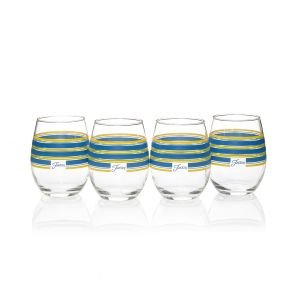 Fiesta® 15oz Stemless Glassware (Set of 4) | Cool Stripes