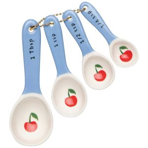 image shows Danica Jubilee Measuring Spoons (Set of 4) | Very Cherry  against a blank, white background