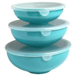 Gourmac Elliptical Prep Bowl with Lids (Set of 3) | Turquoise