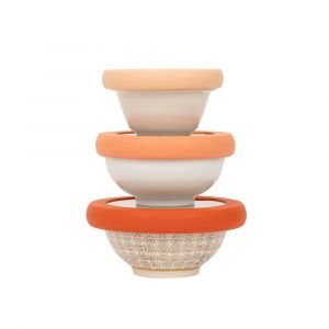 Food Hugger Bowl Lids (Set of 3) - Terracotta shown stacked (bowls not included)