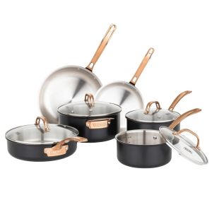 Viking Stainless Steel 3-Ply Black and Copper Cookware Set | 10-Piece