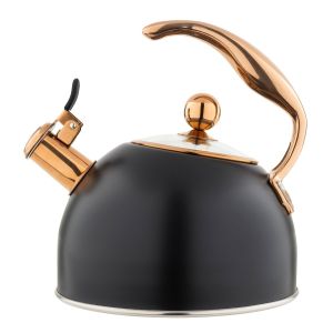 Viking 2.6 Quart Stainless Steel Whistling Kettle | Black & Copper