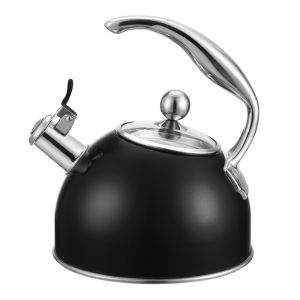 Viking 2.6 Qt. Stainless Steel Whistling Kettle Against a Plain White Background