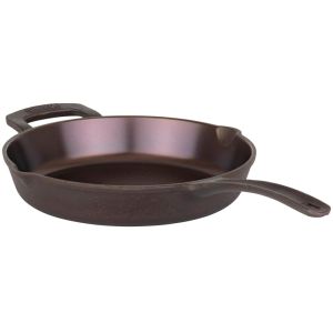 Viking Polished Cast Iron 10" Fry Pan Against a Plain White Background