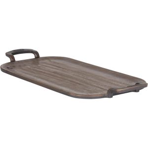 Viking Polished Cast Iron 24" Double Burner Griddle Against a Plain White Background