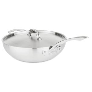 Viking Professional 5 Ply 12" Covered Chef's Pan Against a Plain White Background