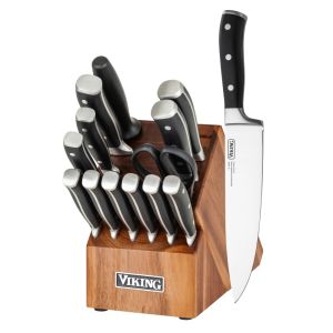 Viking Stainless Steel Cutlery Block Set on a blank white background