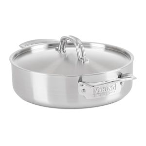Viking Professional 5-Ply 3.4 Qt Casserole Pan Against a Plain White Background