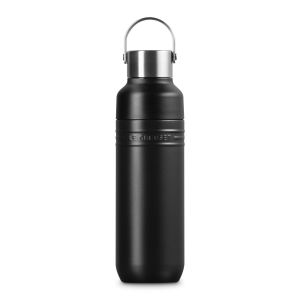  image shows Le Creuset On The Go Stainless Steel Water Bottle - Licorice against a blank, white background