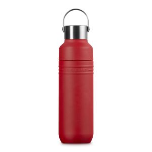image shows Le Creuset On The Go Stainless Steel Water Bottle - Cerise  against a blank, white background