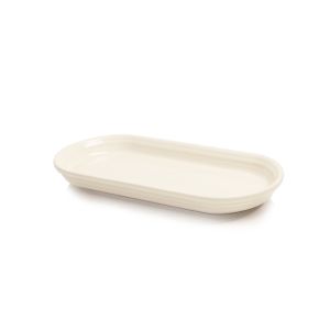 Fiesta® 12" Oblong Serving Platter | Linen against a clean white background slightly from above