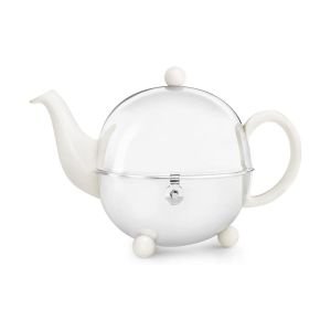 Bredemeijer 17oz Ceramic Teapot | White & Stainless Steel