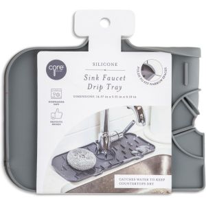Core Home Sink Faucet Drip Tray | Graphite Against a Plain White Background
