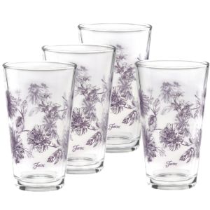  image shows Fiesta® 16oz Tapered Cooler Glasses (Set of 4) | Botanical Floral Lavender against a blank, white background

