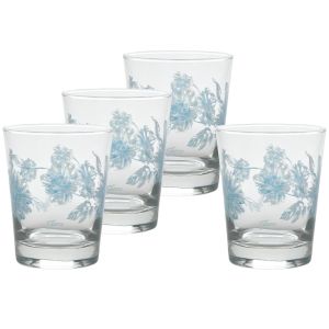 image shows Fiesta® 15oz Tapered Double Old Fashion Glasses (Set of 4) | Botanical Floral  against a blank, white background