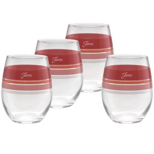 image shows Fiesta® 15oz Stemless Wine Glasses (Set of 4) | Edgeline Sunset Horizon against a blank, white background  