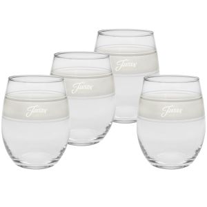 image shows Fiesta® 15oz Stemless Wine Glasses (Set of 4) | Frame Linen  against a blank, white background