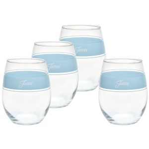 image shows Fiesta® 15oz Stemless Wine Glasses (Set of 4) | Sky Frame  against a blank, white background