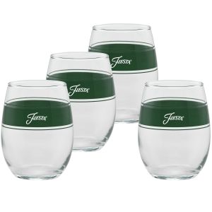 image shows Fiesta® 15oz Stemless Wine Glasses (Set of 4) | Jade Frame  against a blank, white background