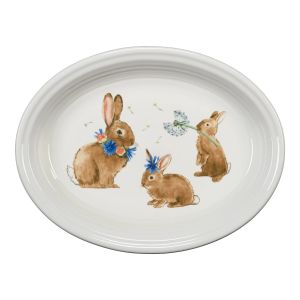 image shows Fiesta® 13.6" Large Oval Serving Platter | Breezy Floral Easter against a blank, white background