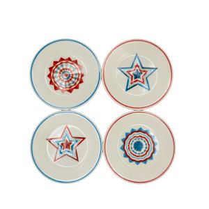 image shows Fiesta® 4-Piece 7.25" Classic Rim Salad Plate Set | Americana  against a blank, white background
