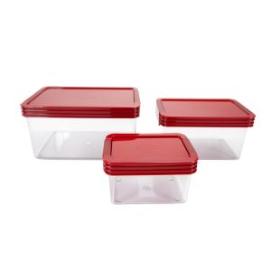 image shows Click Clack 3-Piece Basic Small Storage Containers Set | Red against a blank, white background